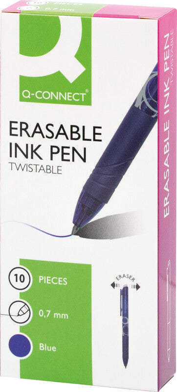 Q-CONNECT Radierbare Tinte – Tintenroller, radierbar, Druckmechanik, 0,7 mm, blau
