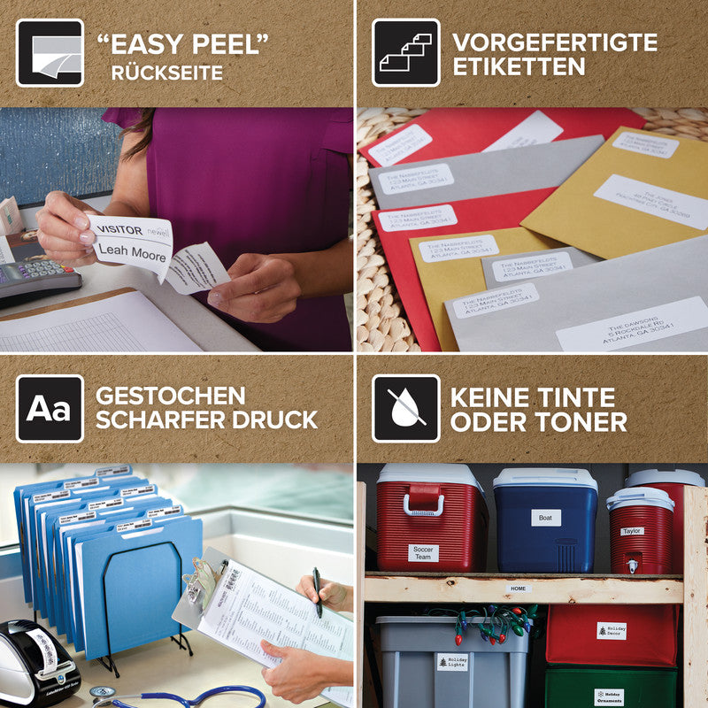 DYMO Adress-Etiketten, 89 mm × 28 mm, weiss, Papier, permanent, für LabelWriter 310, 320, Turbo 330 und andere