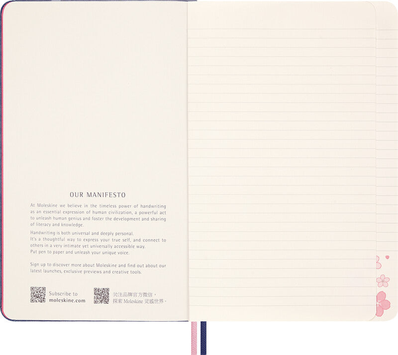 Moleskine Notizbuch Limited Edition Sakura, liniert, Leimbindung, Hardcover, 176 Seiten, 100 g/m² – blau