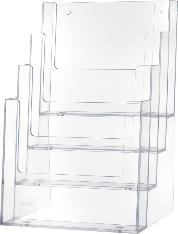 Helit Tischprospekthalter – 165 × 257 mm, transparent, Kunststoff, für A5