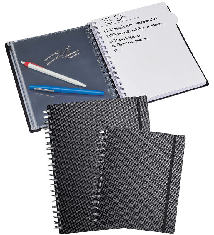 Kolma Collegeblock A4, kariert, Spiralbindung, 120 Blatt, 4-fach gelocht, perforiert, 80 g/m² – schwarz