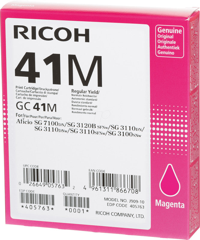 Ricoh Tintenpatrone GC-41 M, Magenta, 2'200 Seiten – für Farb-Laserdrucker/Multifunktionsgeräte