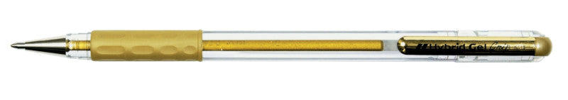 Pentel Hybrid Gel Grip Gelschreiber – gold, 0,8 mm, wasserfest, lichtbeständig, für dunkles Papier, Kappe