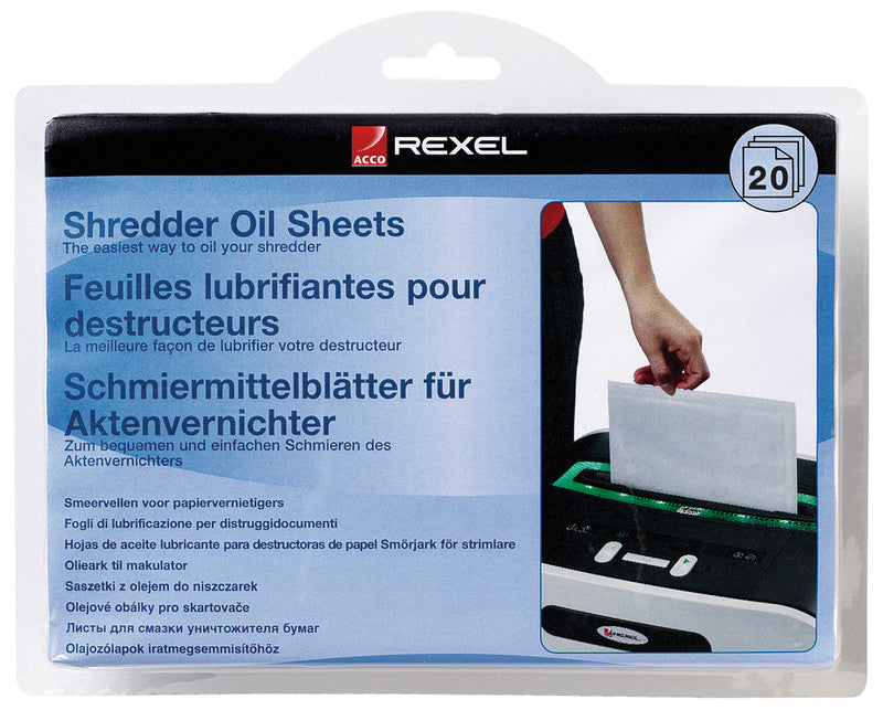 Rexel Aktenvernichter-Ölblätter – 20 Stk., 222 × 180 mm