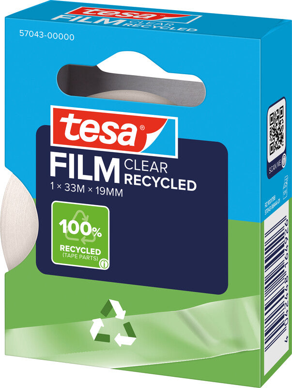TESA Büro-Klebeband eco & clear – permanent, Kunststoff, 19 mm × 33 m, transparent, Kern Ø 26 mm, 1 Rolle