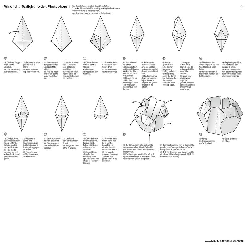 Folia Faltblätter aus Lichterpapier – 300 × 300 mm – 80 g/m² – Weiss – 12 Blatt