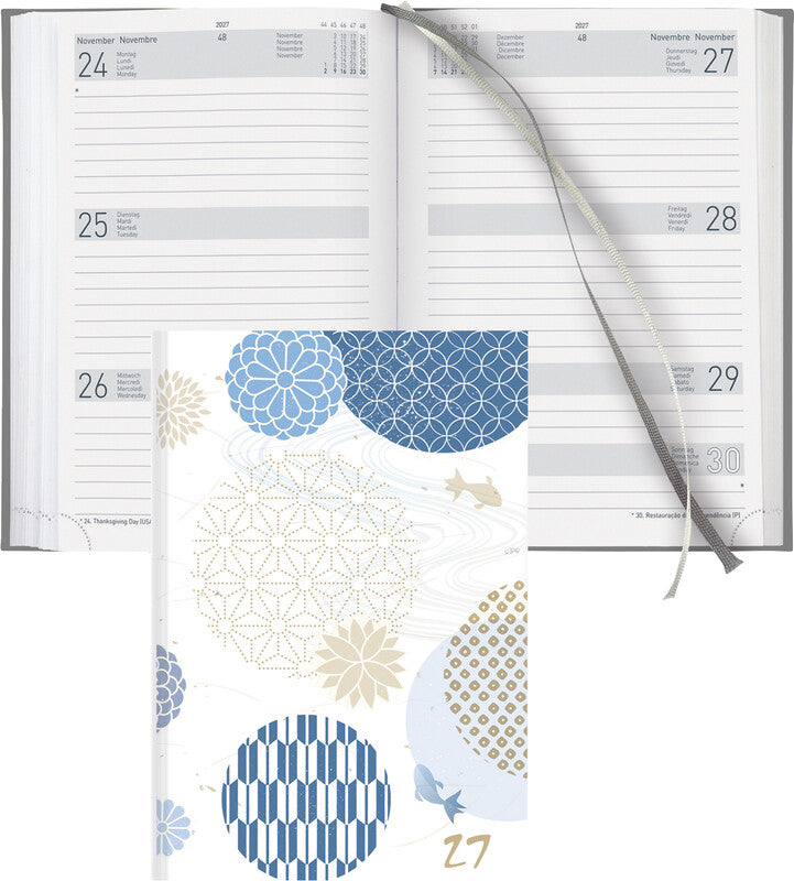 Biella Dispo Term Trend Agenda – 1 Woche/2 Seiten, gebunden, 14,5 × 20,5 cm, Jan–Dez, 2027, Japanese, FSC