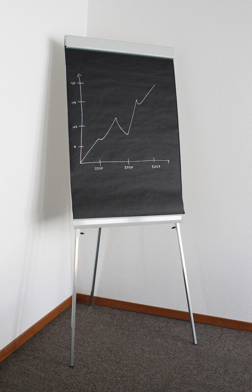 Q-connect Flipchart-Block – 68 × 99 cm, 20 Blatt/Block, blanko, schwarz, Papier, perforiert, mit Lochung