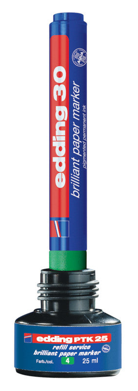 Edding Nachfülltusche PTK 25 für Edding 30, 33 – grün, geruchsarm, wasserfest, lichtbeständig, 25 ml