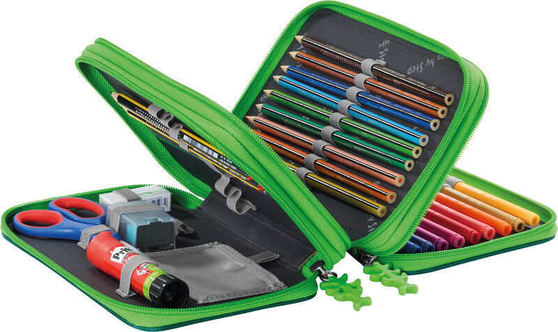 Step by Step XXL Etui Triple, gefüllt, 43-teilig – Dino Targo – Kunststoff – 20,0 × 13,0 × 7,0 cm