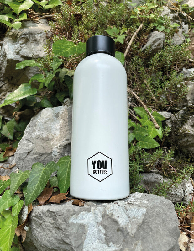 Youbottles Trinkflasche Dual – 5 dl – Edelstahl, isoliert, Schraubverschluss – Monochrome Weiss