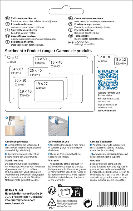 HERMA Schuletiketten – 13 × 40 mm, Abgerundete Ecken, 672 Stk, 24 Bogen, Papier