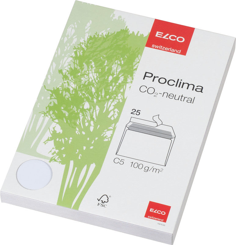 Elco Couvert C5 (229 × 162 mm), ohne Fenster, selbstklebend (Optifix), weiss, 100 g/m², Papier – 25 Stk.