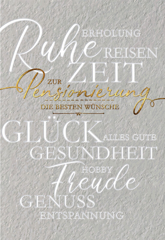 Kurt eulzer Grusskarte Pensionierung (Ruhestand) – 120 × 180 mm – mit Umschlägen, Text DE, Karton, 6er Pack
