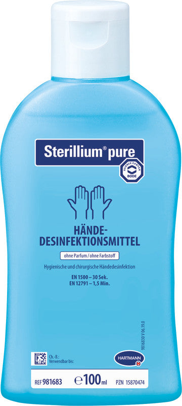 Sterillium Desinfektionsmittel – weiss, 100 ml, hautverträglich, parfüm- und farbstofffrei, recyclingfähig