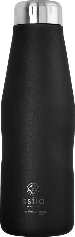 Estia Trinkflasche – 5 dl – Edelstahl, isoliert, Schraubverschluss – Midnight Black