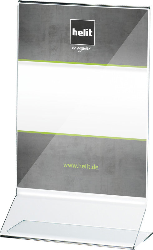 Helit Tischaufsteller – für A5 Hochformat, Transparent, Kunststoff, 150×88×244 mm