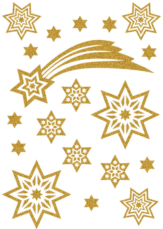 HERMA Schmucketiketten Sterne und Schweif – 19 Stück – permanent – gold – 84×120 mm