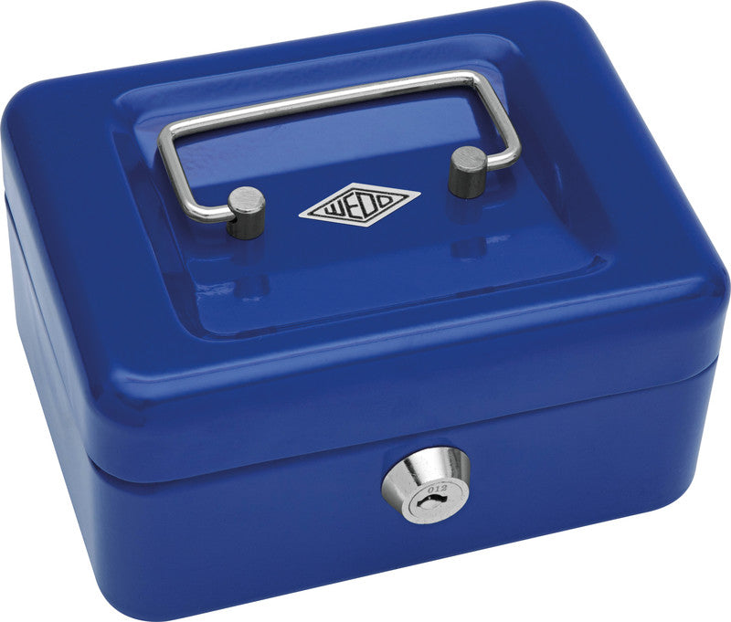 Wedo Geldkassette – mit Schlüssel – 15,2 × 11,5 × 8 cm – Blau – Stahl