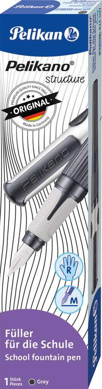 Pelikano Structure Grau – Federspitze M – für Rechtshänder – Grau, Blau – Patronen