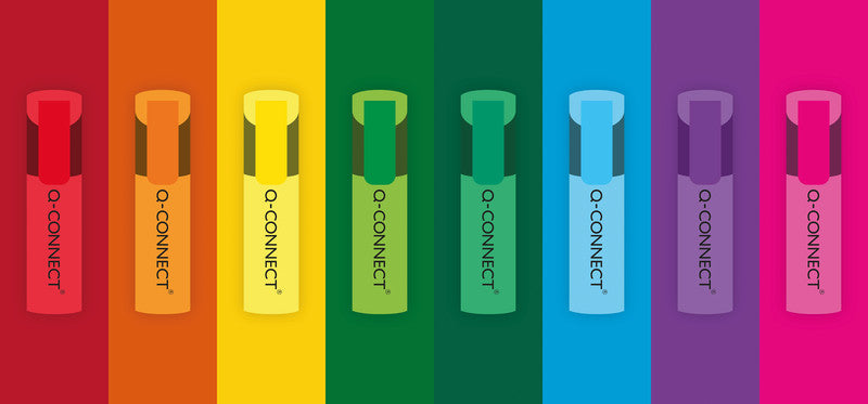 Q-connect Textmarker Desktop Set 8 Farben – Keilspitze, 1–5,2 mm