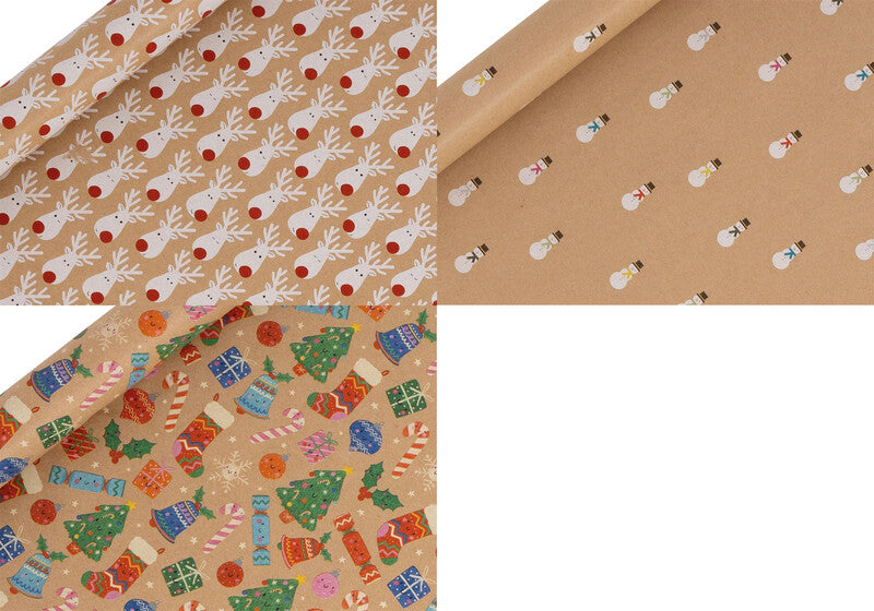 Glick Geschenkpapier Rolle – Joyful, Weihnachten – Kraftpapier – 700 × 3000 mm