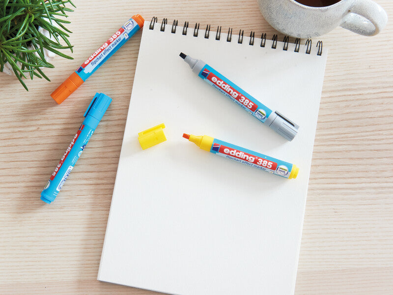 Edding Flipchart-Marker Effektmarker 385 – Kalligrafiespitze 1-5 mm – sortiert – 4er-Set – nachfüllbar