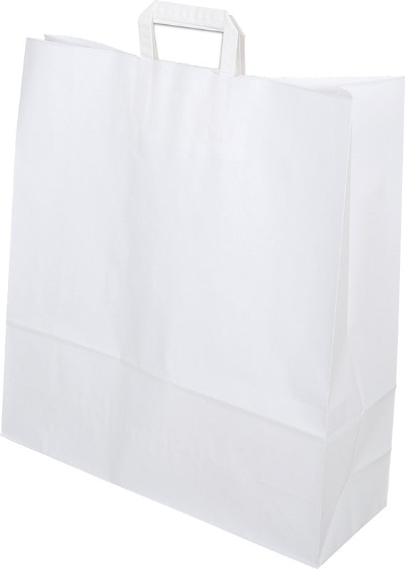 Elco Papiertragetasche mit Flachhenkel – 45 × 49 × 15 cm – Kraftpapier, 80 g/m² – Weiss – 50 Stk.