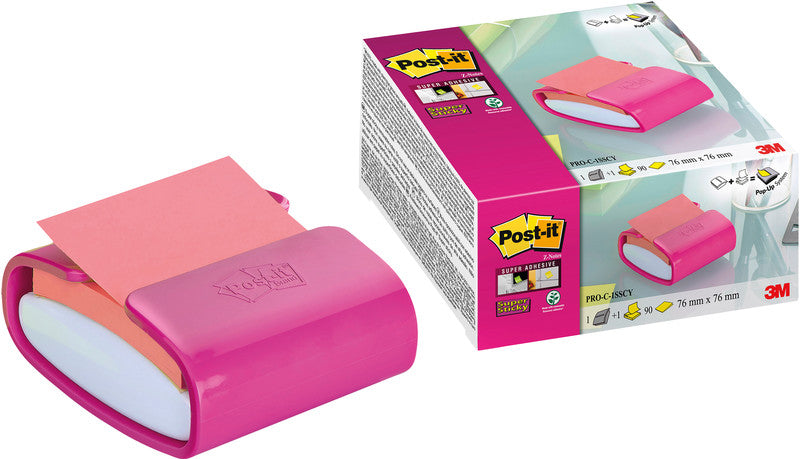 Post-It Spender – Kunststoff, pink, 76 × 76 mm