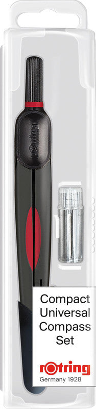 Rotring Zirkel – Schenkellänge 13 cm, Radius 16 cm, Aufnahme bis 3,5 mm, Messing, silber – Etui