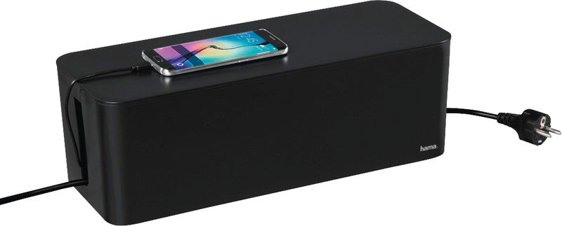 Hama Kabelbox 400 × 138 × 155 mm – für Kabel bis Ø 20 mm – schwarz – Kunststoff