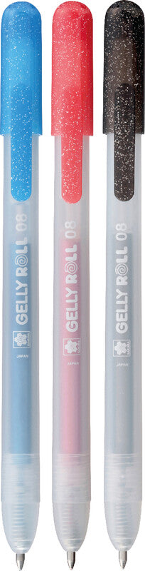 Sakura Gelly Clicker Metallic Gelschreiber 3er Set – 3 Farben, 0,5 mm, schnelltrocknend, Druckmechanik