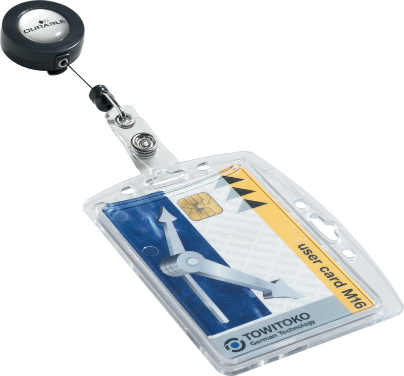 Durable Hartbox – 87 × 54 mm, transparent, für 1 Betriebsausweis, 10er-Pack