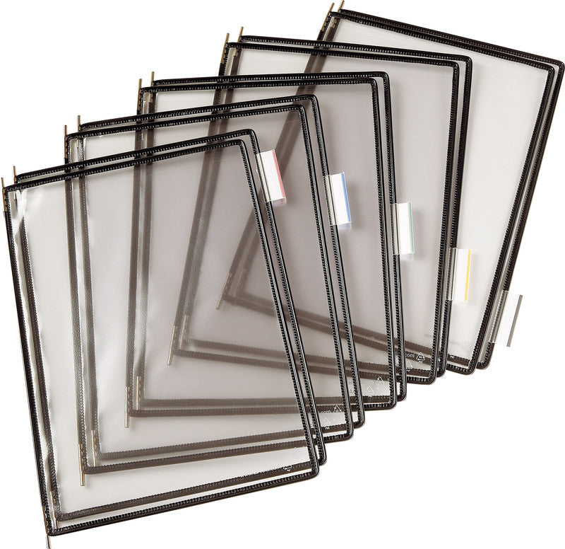 Djois tarifold Wandprospekthalter Standard – für A4, 10 Fächer, transparent/schwarz, Kunststoff, 230×345×4 mm