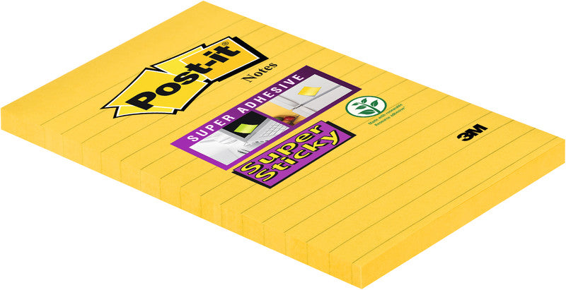 Post-it Haftnotizen – 102×152 mm – Neongelb, 75 Blatt, Super Sticky, PEFC