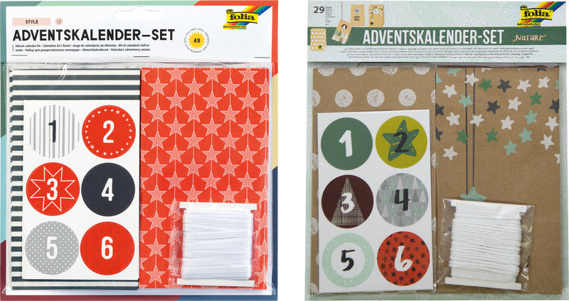 Folia Adventskalender-Set – 24 Papiertüten – 100 × 175 × 55 mm
