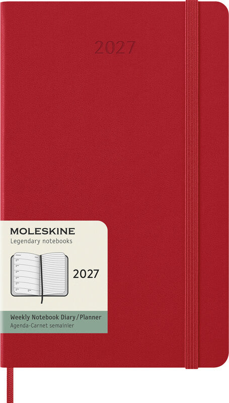 Moleskine Wochenagenda – 1 Woche pro Seite, gebunden, 13 × 21 cm, 2027, scharlachrot, FSC