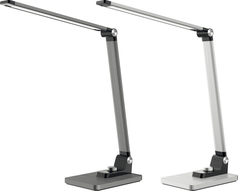 Hansa LED-Tischleuchte Breeze – stufenlos dimmbar, dreh-/neigbar – 3000–5800 K – 450 lm, 9 W – silber, ABS