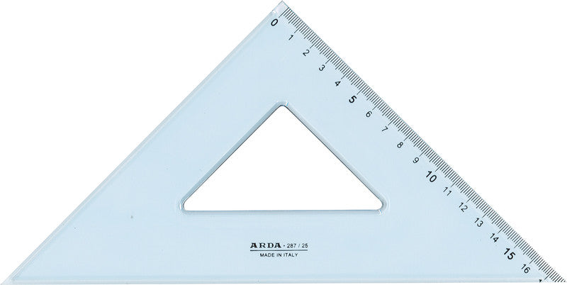 ARDA Wandtafel-Winkel 45° – 25 × 25 cm, Kunststoff, transparent, Skalenfarbe schwarz