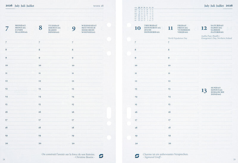 Succes Kalender-Einlage – 1 Woche/2 Seiten, 6-fach, A5, 2026