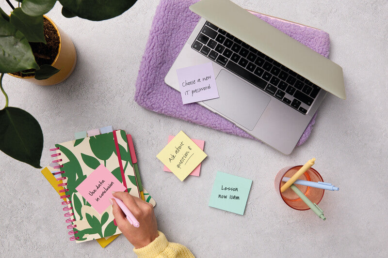 Post-it Super Sticky Haftnotizen – 76×76 mm – sortiert (gelb, rosa), 2×70 Blatt