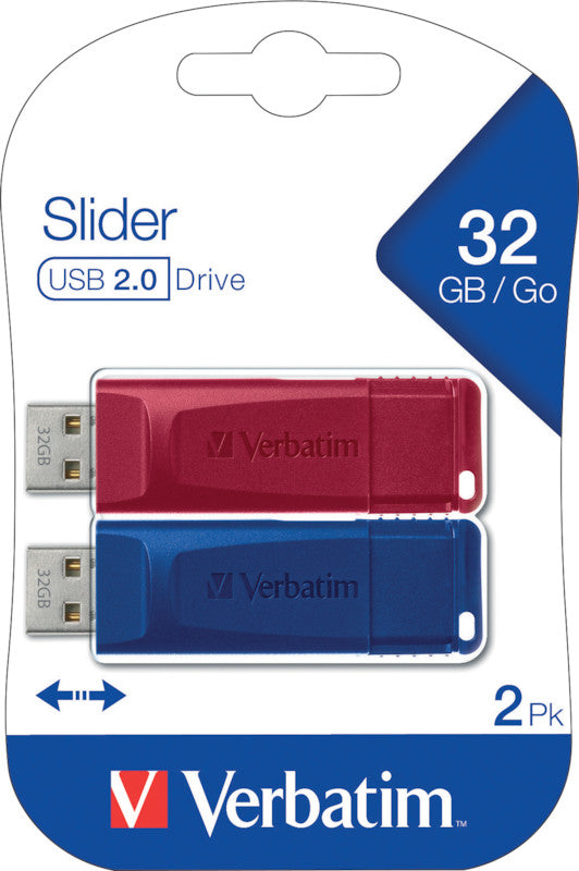 Verbatim Slider USB-Stick – 32 GB, USB 2.0, 2 Stück