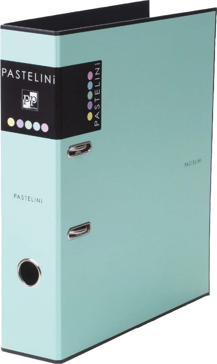 Pastelini Ordner – A4 hoch – 2-Ring Hebelmechanik, Rücken 70 mm – grün, mit Griffloch, mit Raumsparösen