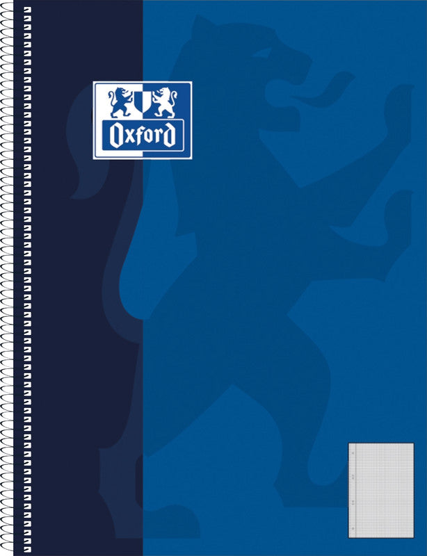 Elba Collegeblock A5+, kariert 5 mm, Spiralbindung, Karton, 80 Blatt, mikroperforiert, 90 g/m² – blau