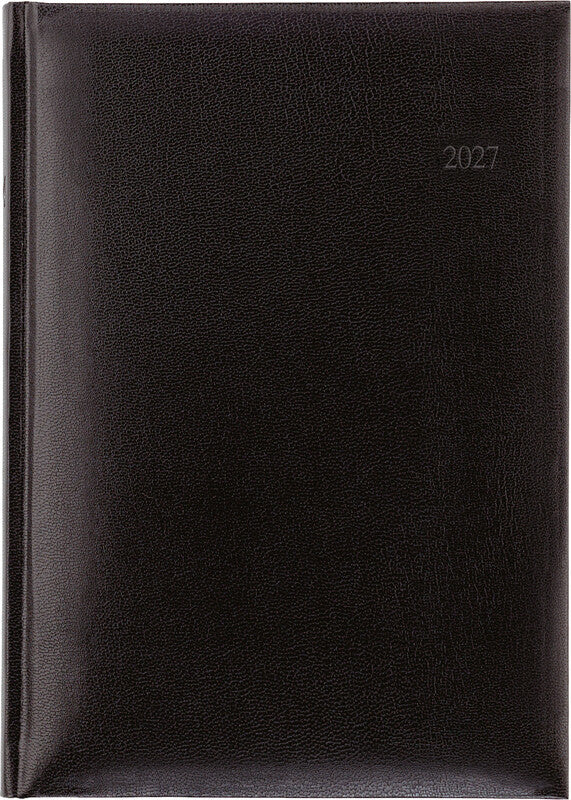 Biella Budget Agenda – 1 Tag pro Seite, gebunden, 14,5 × 20,5 cm, 2027, 1/2-Stunden-Takt, schwarz, FSC