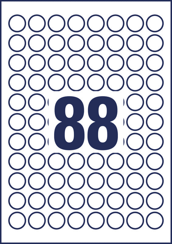 Avery Druckeretiketten, Ø 20 mm, weiss, Papier, permanent, 880 Etiketten (10 Blatt)