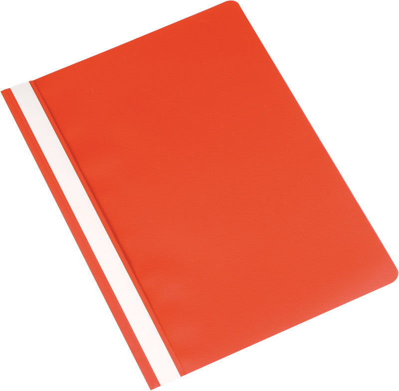 Q-CONNECT Schnellhefter – A4, PP, rot, Metall-Deckleiste, Beschriftungsstreifen