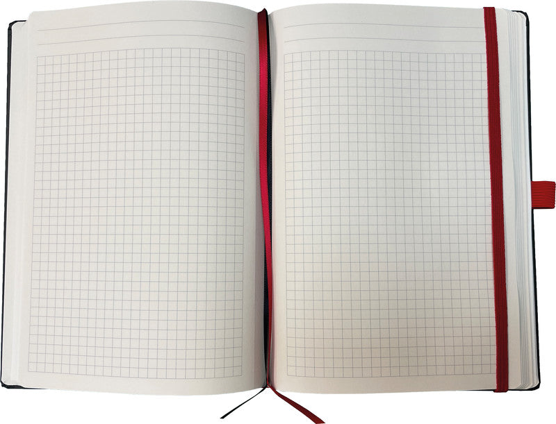 Denkzettel Notizbuch, 190 × 250 mm, kariert, gebunden, Hardcover, 192 Seiten, perforiert, 80 g/m² – schwarz