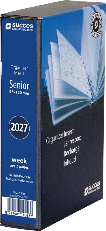 Succes Kalender-Einlage – 1 Woche/2 Seiten, 6-fach, 9,5 × 15 cm, 2027
