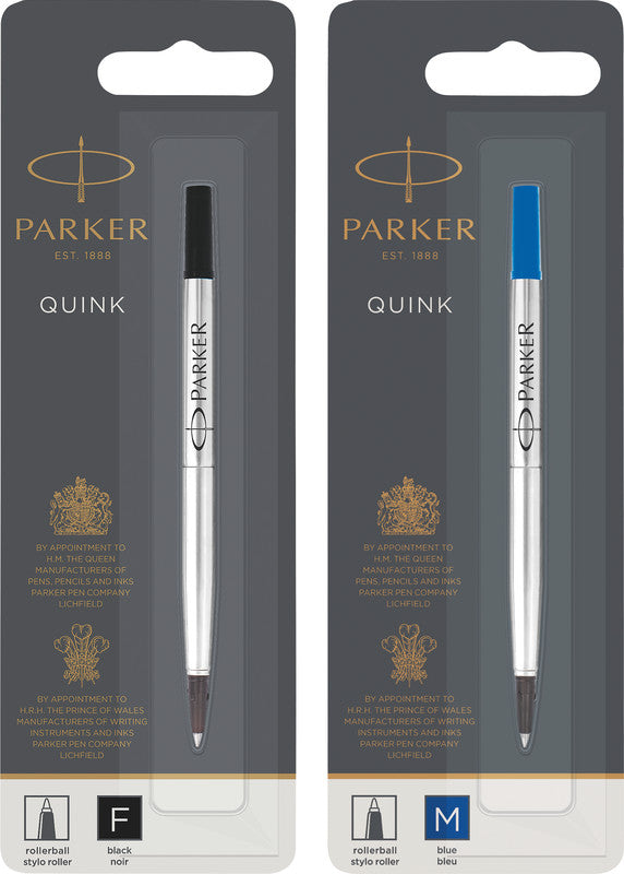 Parker Rollerpatrone Grossraum Quink für Parker Rollerball – Schwarz, 0,7 mm, geruchsarm, 1 Stk.